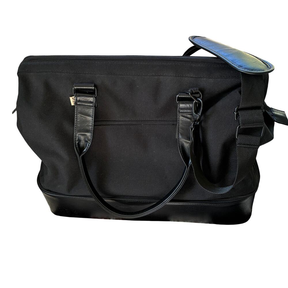 Beis Black Weekender Bag Lightweight Zip Closure Detachable Shoulder Strap